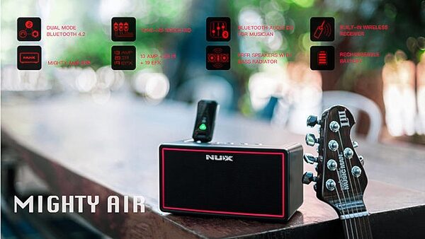 NUX Mighty Air Stereo Modeling Guitar Amplifier with Bluetooth + B-5RC Wireless Transmitter, New, Action Position Front