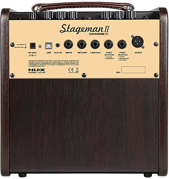 NUX AC-80 Stageman II Acoustic Guitar Combo Amplifier, New, Action Position Back