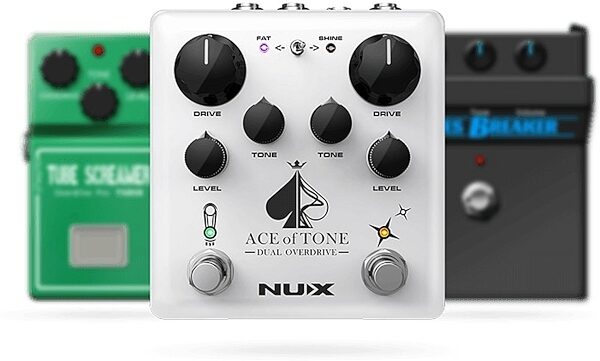 NUX Ace of Tone Dual Stackable Overdrive Pedal, New, Effect Front