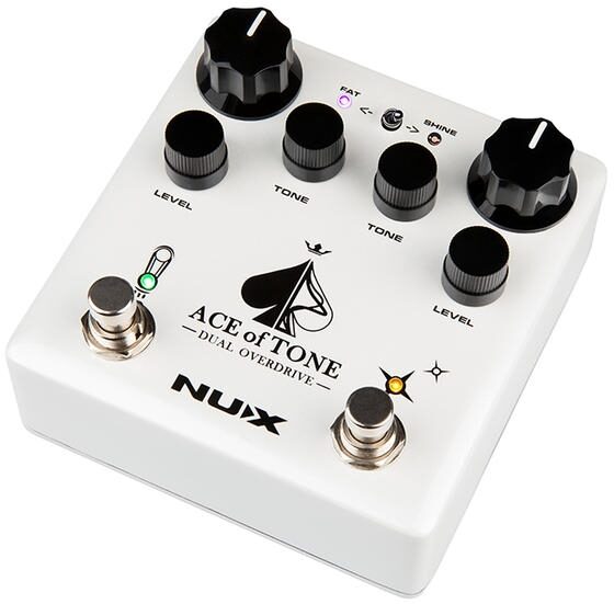 NUX Ace Of Tone Dual Stackable Overdrive Pedal, New, Angled Front