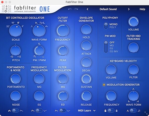 FabFilter One Synthesizer Software Instrument Plug-in, Digital Download, Action Position Back