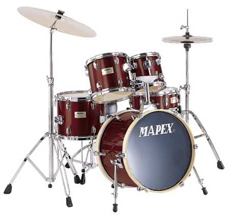 Mapex V5834T V Series 5-Piece Voyager Drum Set with Drum Throne, Burgundy