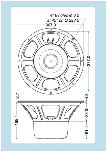 Jensen P12N Vintage AlNiCo Guitar Speaker (50 Watts, 12") with Bell Cover, Construction Diagram