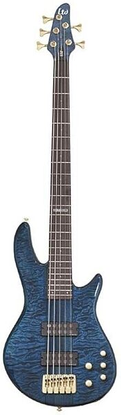 ESP C305 5-String Electric Bass Guitar, See Thru Blue