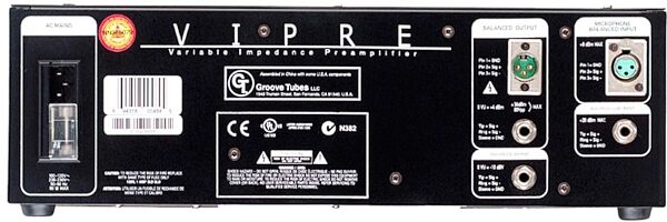 Groove Tubes Vipre Variable Impedance Microphone Preamplifier, Back Panel