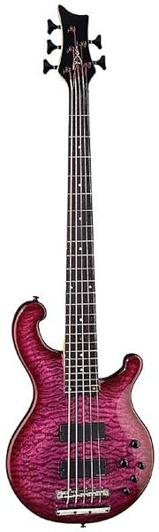 Dean Rhapsody 5-String Quilt Top Electric Bass Guitar, Transparent Purple