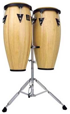 Latin Percussion LPA646 Aspire Conga Set with Double Stand, Natural Wood