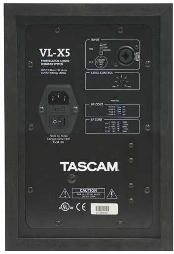 TASCAM VLX5 2-Way Powered Studio Monitor (1x5 in.), Rear