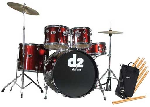 ddrum D2 5-Piece Drum Kit with Phat Wrap, Blood Red