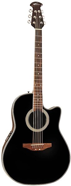 Applause AE128 Super-Shallow Bowl Cutaway Acoustic-Electric Guitar, Black