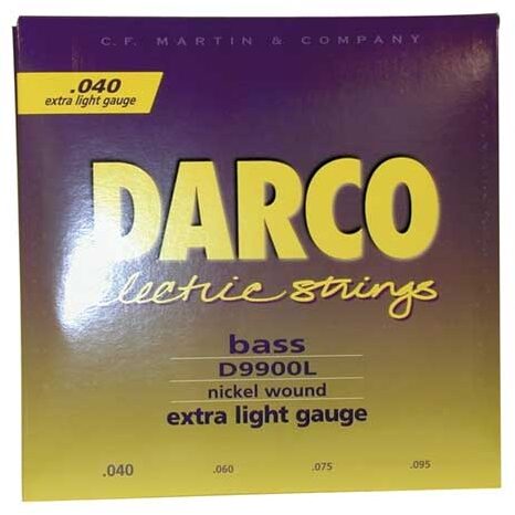 Martin Darco Electric Bass Strings, 40-95, D9900, Extra Light, Extra Light