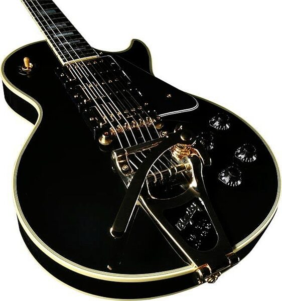 Gibson 1957 Les Paul Custom 3 PU VOS Electric Guitar with Case, Ebony Closeup