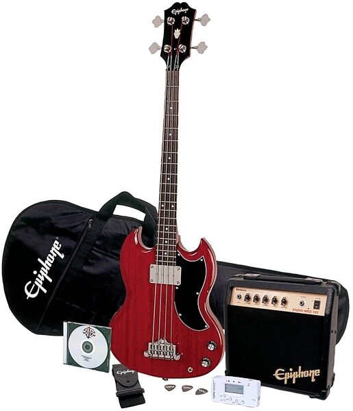 Epiphone EB-0 Bass Player Pack Electric Bass Package, Cherry