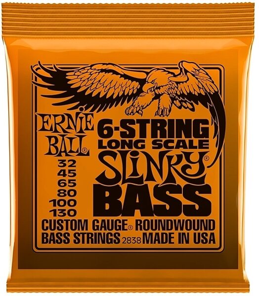 Ernie Ball 2838 6-String Long Scale Slinky Bass Electric Bass Strings (32-130), 32-130, 2838, Main