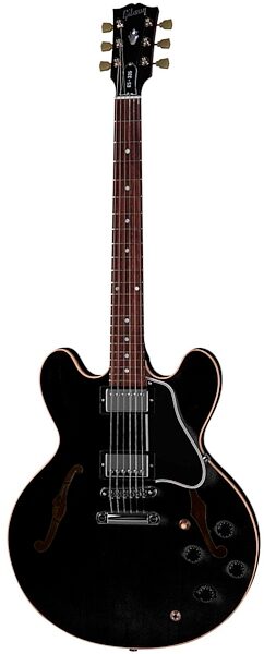 Gibson ES-335 Satin Dot Reissue Semi-Hollowbody Electric Guitar (With Case), Satin Transparent Black