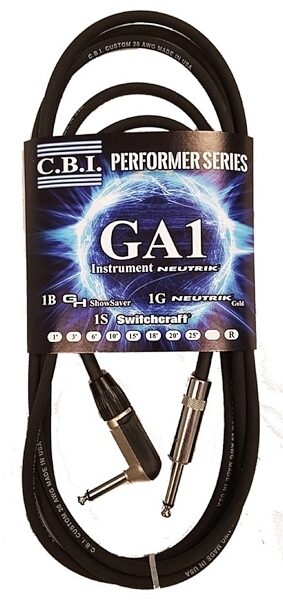 CBI GA1 American-Made Instrument Cable with Straight and Right Angle Plugs, 1 foot, Main