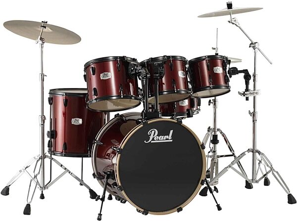 Pearl EX826/B Export 6-Piece Drum Kit, Red Wine with Black Hardware
