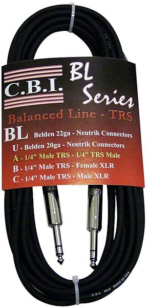 CBI BL2A 1/4" TRS Cable, 3 foot, Main