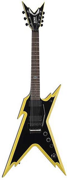 Dean Razorback 7 255 7-String Electric Guitar (With Case), Black with Yellow Bevels