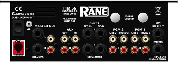 Rane TTM56 Performance DJ Mixer with Magnetic Faders, Rear