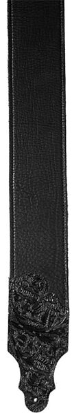 Franklin 3" Tooled Leather Guitar Strap, Black with Black Tooled End Tabs