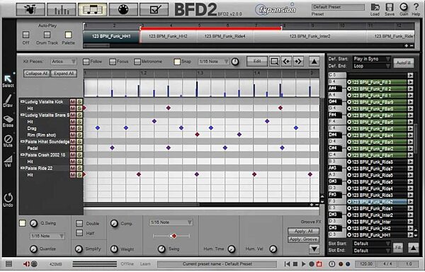 FXpansion BFD Drum Instrument VST/RTAS/AU (Mac and Windows), Groove Edit Page