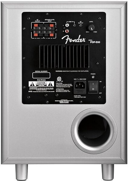 Fender PDPS50 Passport Active Subwoofer, Silver Rear