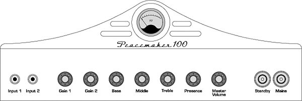 Ashdown Peacemaker 100 Handwired Guitar Amplifier Head (160 Watts), Front Panel