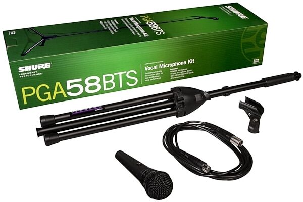 Shure PGA58 Dynamic Vocal Microphone, PGA58BTS, BTS Kit with Tripod Stand and XLR Cable, Main