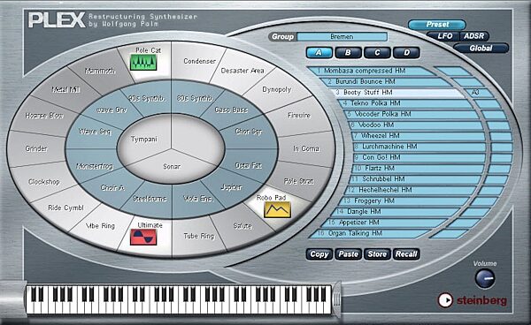 Steinberg PLEX Restructuring Synthesizer by Wolfgang Palm (Macintosh and Windows), Preset