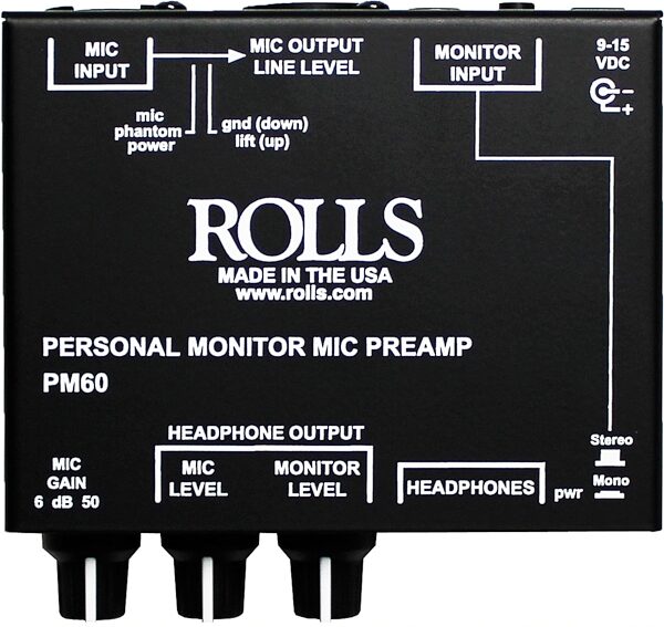 Rolls PM60 Personal Monitor Headphone Amp, New, Action Position Back