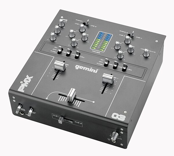 Gemini PMX03 2-Channel 10 in. DJ Mixer with Kill Switch, Angle