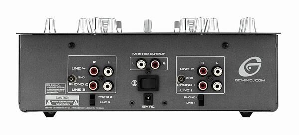 Gemini PMX03 2-Channel 10 in. DJ Mixer with Kill Switch, Back