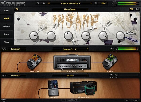 Line 6 POD Studio UX2 USB Computer Recording Interface, Screenshot - Insane