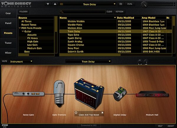 Line 6 POD Studio UX2 USB Computer Recording Interface, Screenshot - Presets