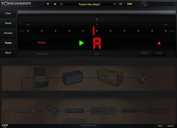 Line 6 POD Studio UX2 USB Computer Recording Interface, Screenshot - Tuner