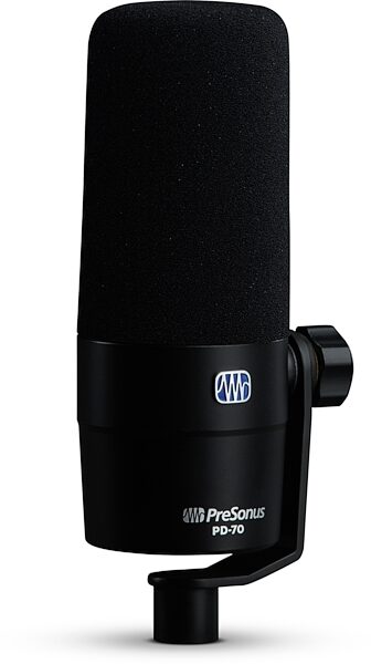 PreSonus PD-70 Dynamic Cardioid Broadcast Microphone, New, Angled Front