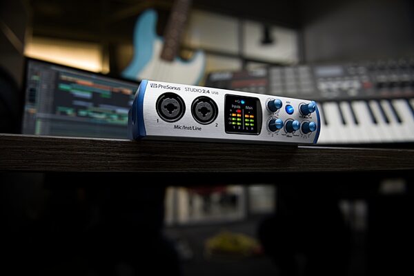 PreSonus Studio 2|4 2x2 USB Audio Interface, Angled Front