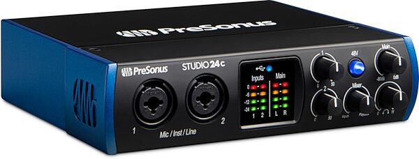 PreSonus Studio 24C USB-C Audio MIDI Interface, New, Action Position Back