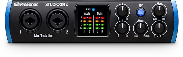 PreSonus Studio 24C USB-C Audio MIDI Interface, New, Detail Front