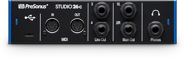 PreSonus Studio 26C USB-C Audio MIDI Interface, New, Detail Back