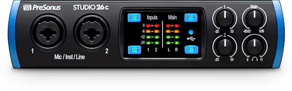 PreSonus Studio 26C USB-C Audio MIDI Interface, New, Detail Front