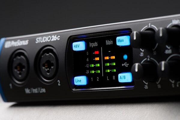 PreSonus Studio 26C USB-C Audio MIDI Interface, New, Detail Front