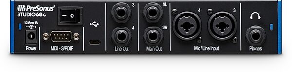 PreSonus Studio 68C USB-C Audio MIDI Interface, New, Rear detail Back