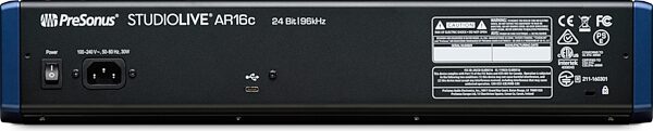 PreSonus StudioLive AR16c 18-Channel Mixer/USB-C Interface, New, Rear detail Back