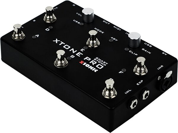 XSonic XTone Pro Guitar and Microphone MIDI/Audio Interface Pedal, Angled Front