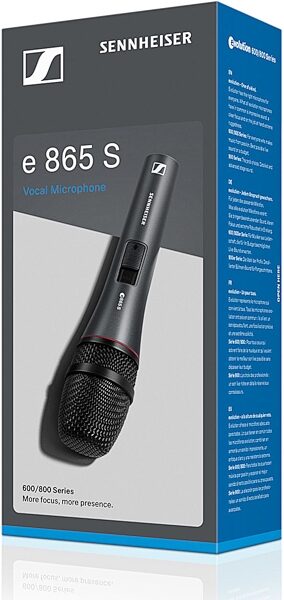 Sennheiser e865 Supercardioid Condenser Handheld Microphone, E865-S, with On/Off Switch, Package