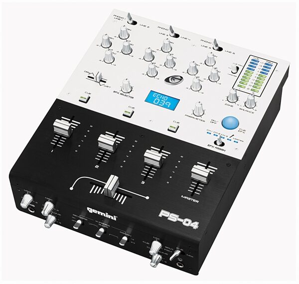 Gemini PS04 3-Channel 10 in. DJ Mixer with DSP Effects, Angle