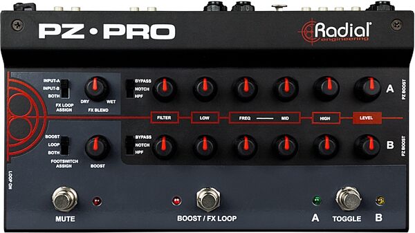 Radial PZ-Pro Dual Channel Acoustic Preamp, New, Action Position Back