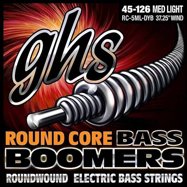 GHS RC5M Round Core 5-String Electric Bass Boomers, Medium Light